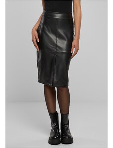 UC Ladies Dámska ceruzková sukňa zo syntetickej kože čierna