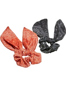 Urban Classics Accessoires Scarf Scrunchies with Bow XXL 2 Pack Orange/Black