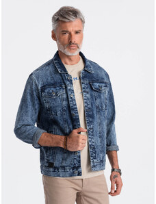 Ombre Clothing Pánska džínsová bunda katana - denim V4 OM-JADJ-0123