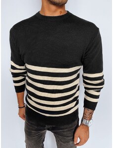 Dstreet Trendový čierny pruhovaný sveter
