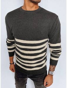 Dstreet Trendový grafitový pruhovaný sveter