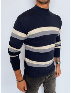 Men's striped turtleneck sweater, navy blue Dstreet