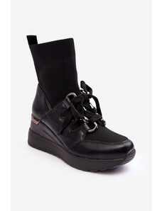 Kesi Women's ankle wedge boots with sock black Heladina