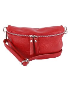 TALIANSKE Bedrová (belt bag) stredná kožená kabelka ľadvinka Talianska Tinka červená