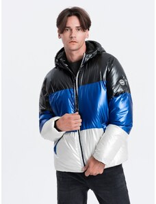 Ombre Clothing Pánska zimná prešívaná bunda - nebesko modrá C459