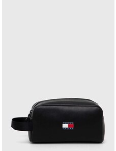 Kožená kozmetická taška Tommy Jeans čierna farba,AM0AM12084