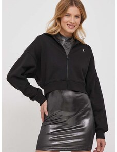 Mikina Calvin Klein Jeans dámska,čierna farba,s kapucňou,jednofarebná,J20J222885