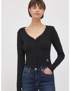 Tričko s dlhým rukávom Calvin Klein Jeans dámsky,čierna farba,J20J222570