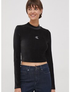 Tričko s dlhým rukávom Calvin Klein Jeans dámsky, čierna farba, s polorolákom, J20J217658