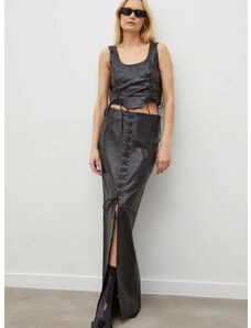 Kožená sukňa Gestuz čierna farba,maxi,puzdrová,10908466