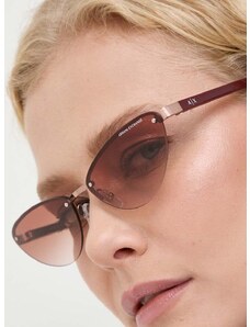 Slnečné okuliare Armani Exchange dámske, bordová farba