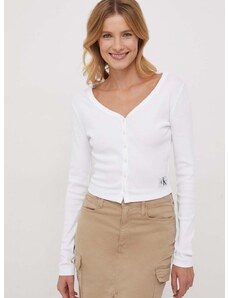 Tričko s dlhým rukávom Calvin Klein Jeans dámsky,biela farba,J20J222570