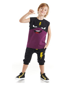 Denokids Lightning Mask Boys T-shirt Capri Shorts Set