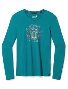 Smartwool W FLORAL TUNDRA GRAPHIC LONG SLEEVE TEE emerald green