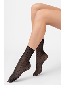 Veneziana Čierne vzorované silonkové ponožky Sofia
