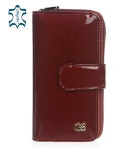 OLIVIA SHOES Dámska červená kožená lakovaná peňaženka GROSSO PN34