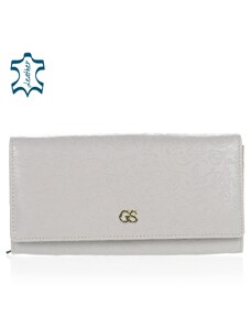 GROSSO Bielo-sivá kožená peňaženka s kvetinovou potlačou PN20 white