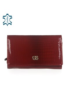 GROSSO Menšia lakovaná červená kožená peňaženka PN29