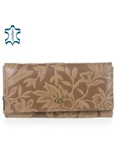 GROSSO Dámska béžová peňaženka s kvetinovou potlačou PN20