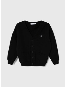 Detská bavlnená mikina Calvin Klein Jeans čierna farba, jednofarebná