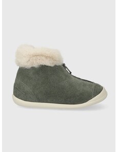 Detské zimné semišové topánky Pom D'api SWEET ZIP FUR zelená farba