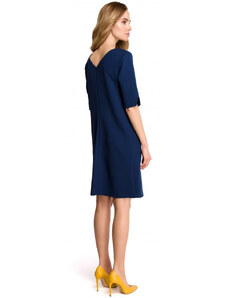 Style šaty s výstřihem do V na zádech tmavě modré model 18001799 - STYLOVE