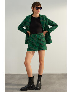 Trendyol Green Premium Lurex Tweed Fabric Woven Shorts Skirt