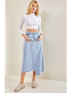 Bianco Lucci Dámska džínsová sukňa so symetrickým vzorom