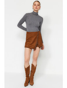 Trendyol Weave Suede With Camel Stones Shorts Skirt