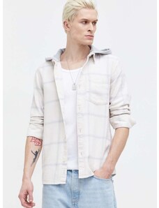 Bavlnená košeľa Hollister Co. pánska, béžová farba, regular, s klasickým golierom