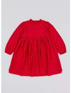 Dievčenské bavlnené šaty zippy červená farba, mini, áčkový strih