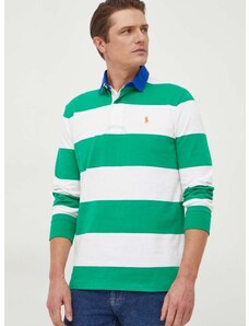 Bavlnené tričko s dlhým rukávom Polo Ralph Lauren zelená farba,vzorovaný,710926275