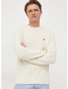 Vlnený sveter Polo Ralph Lauren pánsky,béžová farba,710878292