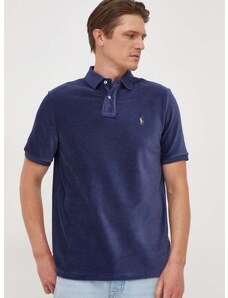 Polo tričko Polo Ralph Lauren pánsky, tmavomodrá farba, melanžový, 710909633