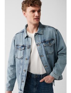 Avva pánsky svetlomodrý praný džínsový kabát zo 100% bavlny Comfort Fit