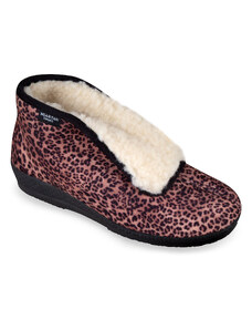 Mjartan Uzatvorené papuče s leopardím vzorom z ovčej vlny