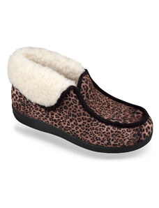 Mjartan Uzatvorené papuče s leopardím vzorom z ovčej vlny