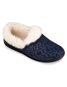 MJARTAN-Modré vzorované papuče z ovčej vlny
