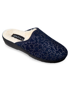 MJARTAN-Vlnené papuče - modré so vzorom