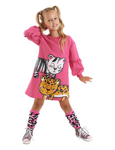 MSHB&G Ružové dievčenské šaty s leopardou zebrou