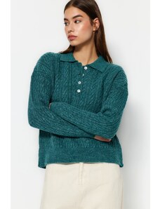 Trendyol Khaki Wide Fit sveter z mäkkého textúrovaného úpletu