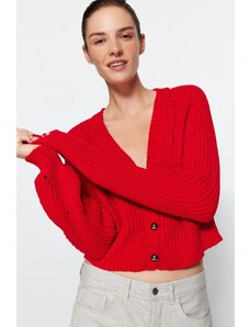 Trendyol Red Crop Pletené oblečenie s výstrihom do V