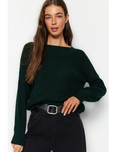 Trendyol Emerald Green Raglan rukáv pletený sveter