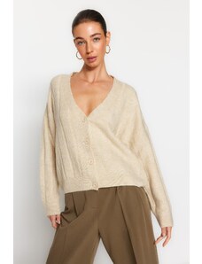 Trendyol Collection Jemný pletený sveter s výstrihom do V s kamennou textúrou