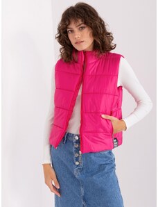 Basic Fuchsiová jednoduchá prešívaná krátka vesta s vreckami bez kapucne