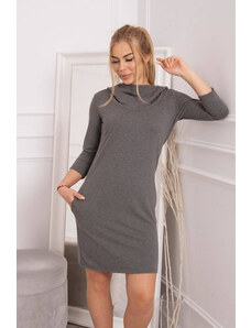 K-Fashion Šaty s kapucňou a vreckami graphite melange