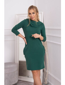 K-Fashion Šaty s kapucňou a vreckami zelené