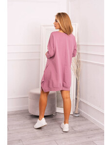 K-Fashion Šaty s potlačou a rozšírenou spodnou časťou tmavo ružové