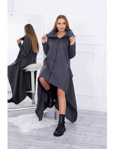 K-Fashion Zateplené šaty s dlhšími bokmi grafitové
