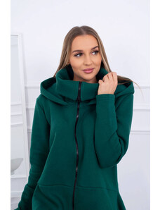 K-Fashion Zateplené šaty s dlhšími bokmi tmavo zelené